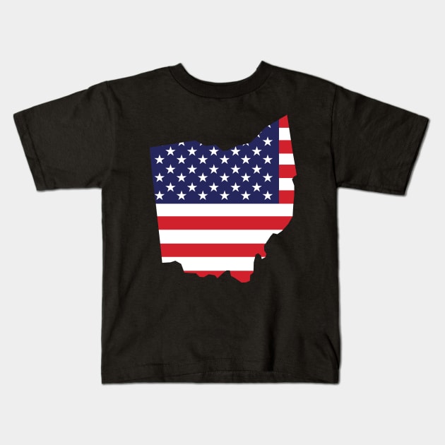 Ohio State Shape Flag Background Kids T-Shirt by anonopinion